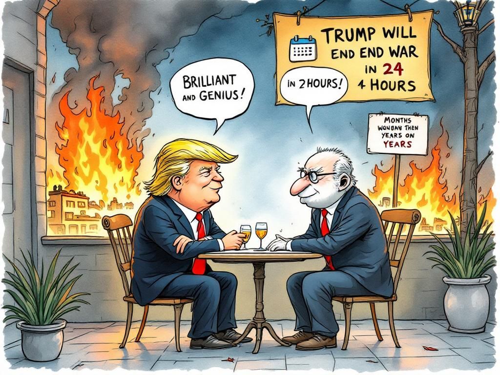 Trumpy-Wumpy calling Pootin a genius and brilliant while promising to end the war in 24 hours